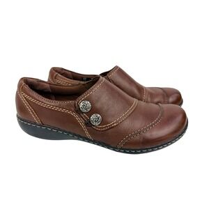 Clarks Bendables Womens 9M Brown Leather Slip On Loafers Shoes 62922 - BB